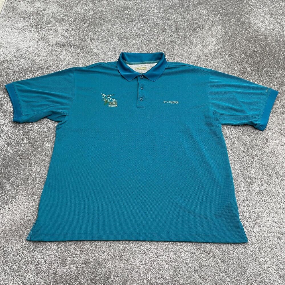 Columbia PFG Omni Shade Perfect Cast Polo Shirt Mens 2XL Blue Short Sleeve